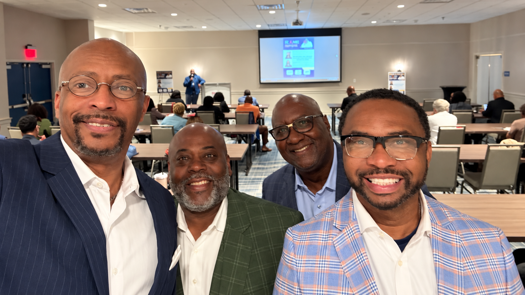 Four men gathered at the Ocean City meeting where PastorPreneurs was introduced to pastors